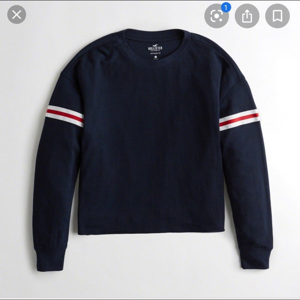Hollister navy boyfriend waffle tee